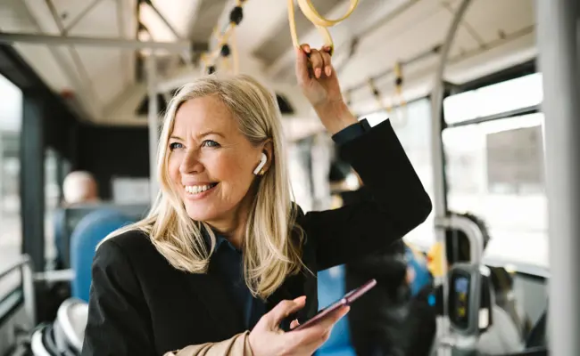 Ski Kvinna På Buss